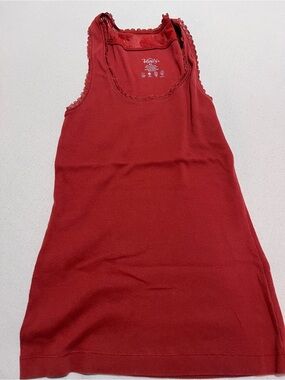 Vanity Red Ribbed Lace-Trim Tank